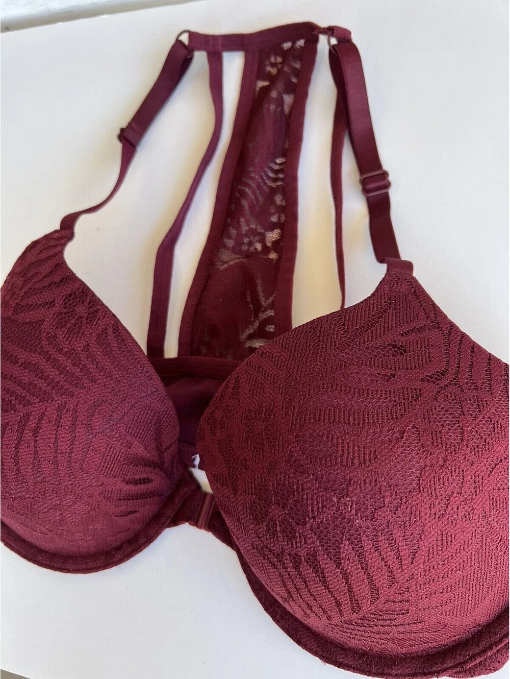 Pink Victoria's Secret Racerback Lightly Lined Bra Maroon 32DD